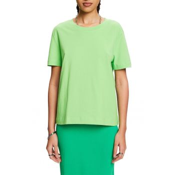 Tricou de bumbac cu decolteu la baza gatului