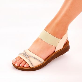 Sandale Dama Bej Cu Elastic Nowana ieftine