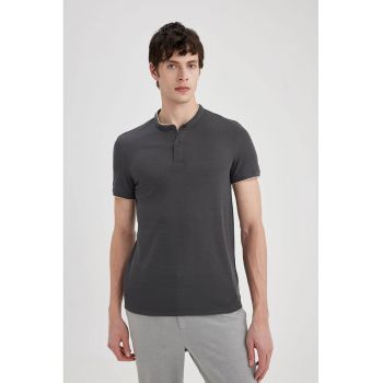 Tricou uni cu guler Mao