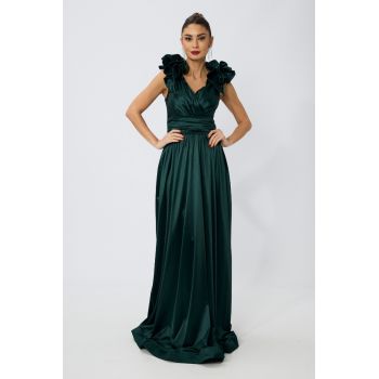 Rochie de ocazie Yasemin Verde ieftina la reducere