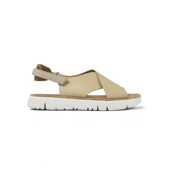 Sandale de piele cu insertii textile Oruga