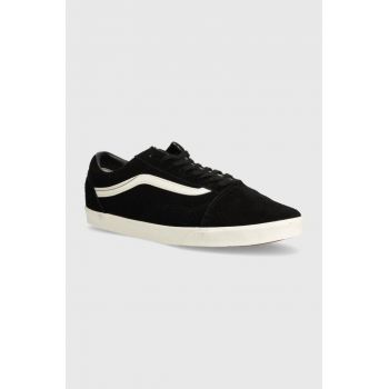 Vans tenisi din piele intoarsa Old Skool Lowpro culoarea negru, VN000D0E1KP1