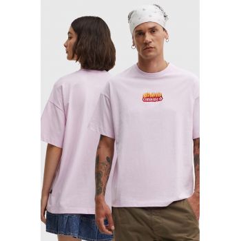 Converse tricou din bumbac culoarea roz, cu imprimeu, 10026466-A03