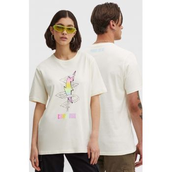 Converse tricou din bumbac PRIDE culoarea bej, cu imprimeu, 10027208-A01