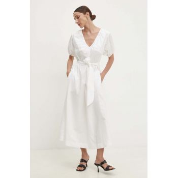 Answear Lab rochie din bumbac culoarea alb, maxi, evazati ieftina