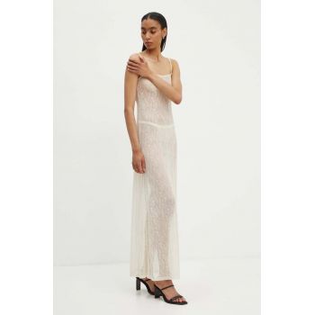 Gestuz rochie culoarea bej, maxi, drept, 10909346
