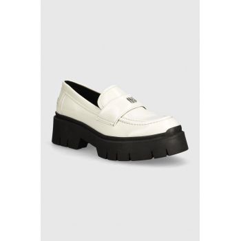 HUGO mocasini Kris femei, culoarea bej, cu platforma, 50523226