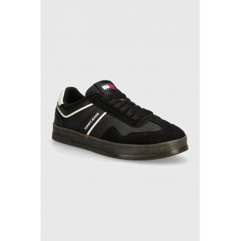 Tommy Jeans sneakers TJM LEATHER RETRO CUPSOLE culoarea negru, EM0EM01414