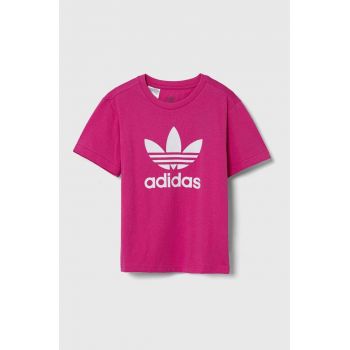 adidas Originals tricou de bumbac pentru copii TREFOIL TEE culoarea roz, IY7419