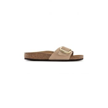 Birkenstock papuci din nubuc Madrid Big Buckle culoarea bej, 1024009