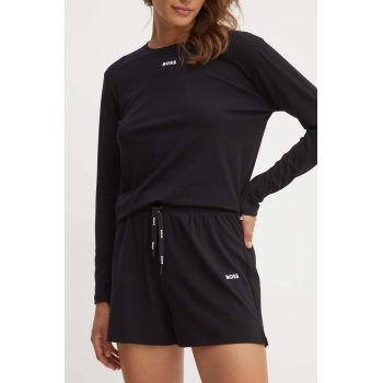 BOSS pantaloni scurți de lounge culoarea negru, neted, high waist