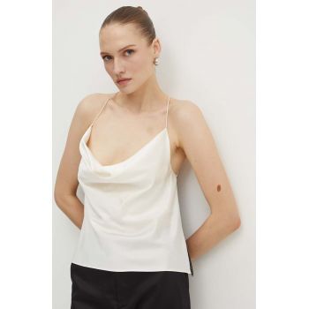 Custommade top de mătase Yuliana culoarea bej, neted, 999312115