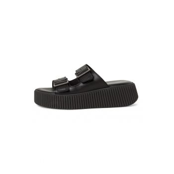 Papuci wedge de piele