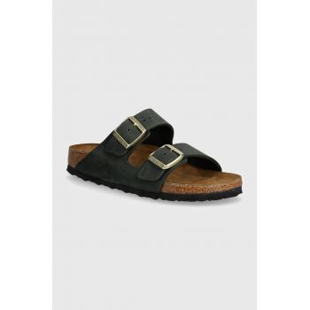 Birkenstock papuci din nubuc Arizona culoarea verde, 1028030