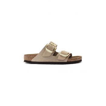 Birkenstock papuci din piele Arizona Big Buckle femei, culoarea bej, 1024064