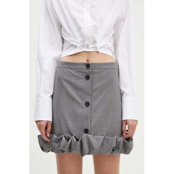 MSGM fusta de lana culoarea gri, mini, drept, 3741MDD22.247506