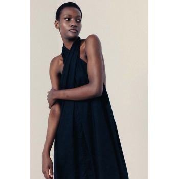 MUUV. rochie din bumbac TYE culoarea negru, maxi, evazati
