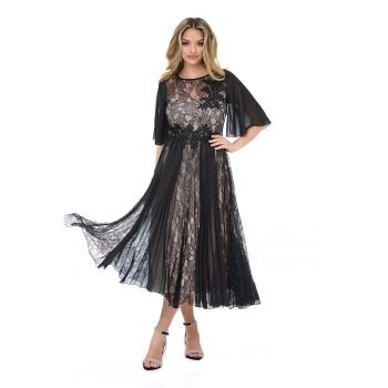 Rochie midi cu strat exterior cu pliuri