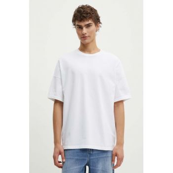 American Vintage tricou din bumbac barbati, culoarea alb, neted