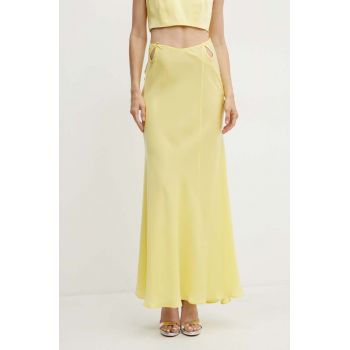 Bardot fusta MARLI culoarea galben, maxi, evazati, 59413SB