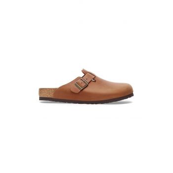 Birkenstock slapi de piele Boston femei, culoarea maro, 1028310