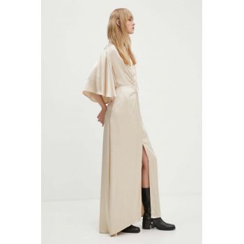 Gestuz rochie culoarea bej, maxi, evazati, 10909520