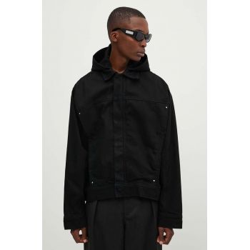 Heliot Emil geacă din denim bărbați, culoarea negru, de tranziție, M.02.121.BLK01