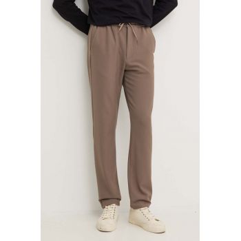 Les Deux pantaloni barbati, culoarea bej, cu fason chinos, LDM501101