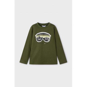 Mayoral longsleeve din bumbac pentru copii culoarea verde, cu imprimeu, 4056