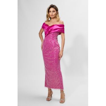 Rochie de ocazie premium Mariposa Fucsia