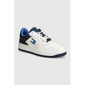 Tommy Jeans sneakers TJM BASKET LEATHER culoarea alb, EM0EM01434