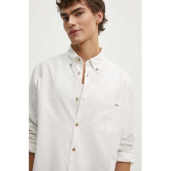 A.P.C. camasa din bumbac Chemise Mateo Logo barbati, culoarea alb, cu guler button-down, relaxed, COHAH.H12599