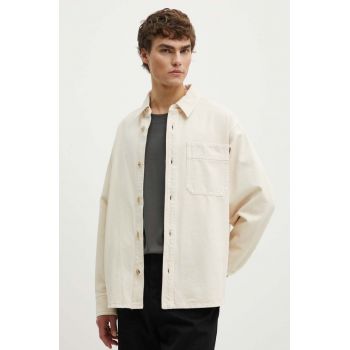 A.P.C. camasa jeans surchemise basile cavalier barbati, culoarea bej, cu guler clasic, relaxed, COGZV.H02939