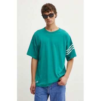 adidas Originals tricou din bumbac barbati, culoarea turcoaz, cu imprimeu, JF9136