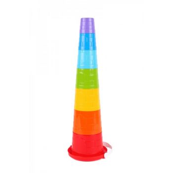 Joc stivuibil cu 7 elemente Piramida in galetusa Multicolor