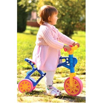 Tricicleta de echilibru fara pedale cu trei roti Minibike Blue recomandata copiilor de la 1 an