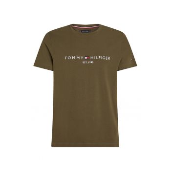 Tricou slim fit cu decolteu la baza gatului