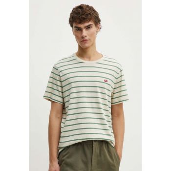 Levi's tricou din bumbac barbati, culoarea bej, neted
