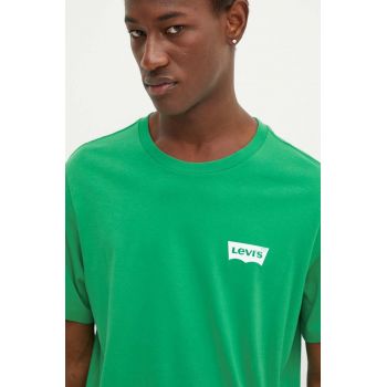 Levi's tricou din bumbac barbati, culoarea verde, cu imprimeu