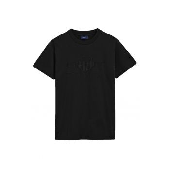 Tricou cu decolteu la baza gatului si broderie logo