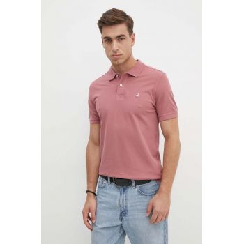 United Colors of Benetton polo de bumbac culoarea roz, neted