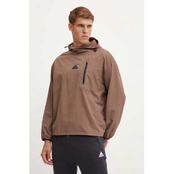 adidas geaca City Escape barbati, culoarea maro, de tranzitie, IV7424