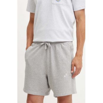 adidas pantaloni scurți din bumbac ALL SZN culoarea gri, melanj, IY4152