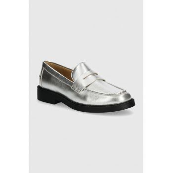 MICHAEL Michael Kors mocasini de piele Eden femei, culoarea argintiu, cu toc plat, 40T4EDMP1M 040