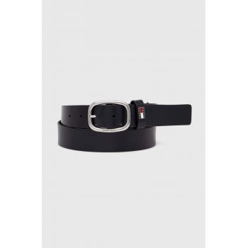 Tommy Jeans curea de piele femei, culoarea albastru marin, AW0AW15836