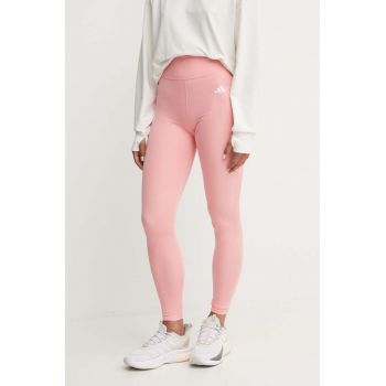adidas Performance leggins de antrenament Strength culoarea roz, neted, IX5022