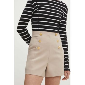 Answear Lab pantaloni scurti femei, culoarea bej, neted, high waist