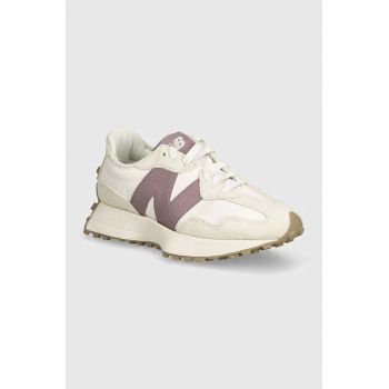 New Balance sneakers din piele 327 culoarea bej, WS327KH