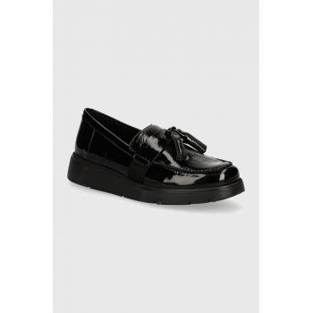 Geox mocasini de piele D ARLARA femei, culoarea negru, cu toc plat, D04LCA 00067 C9999