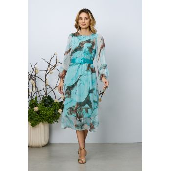 Rochie eleganta Saraia Turcoaz Multi ieftina